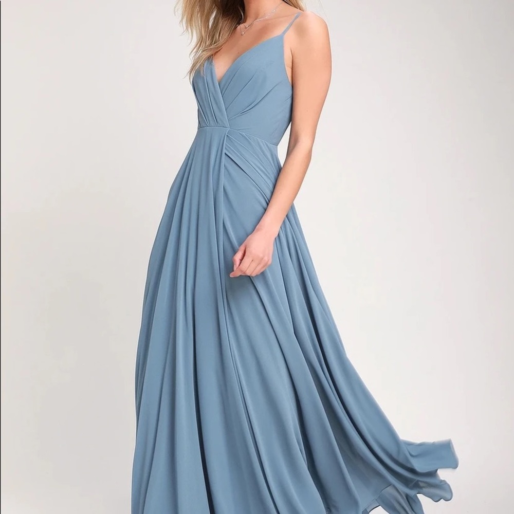 Lulus All About Love Slate Blue Maxi Dress